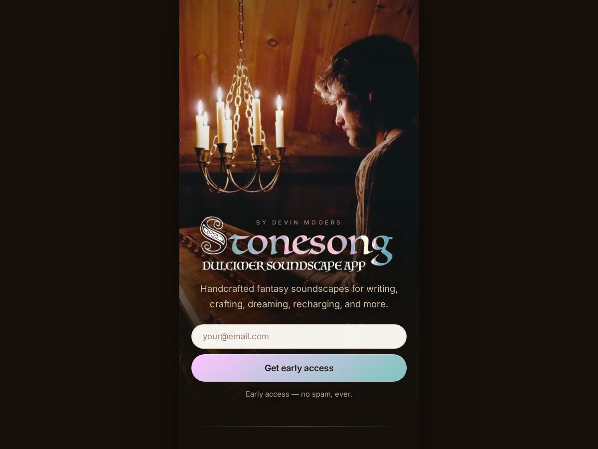 Landing-page snapshot of stonesong.app