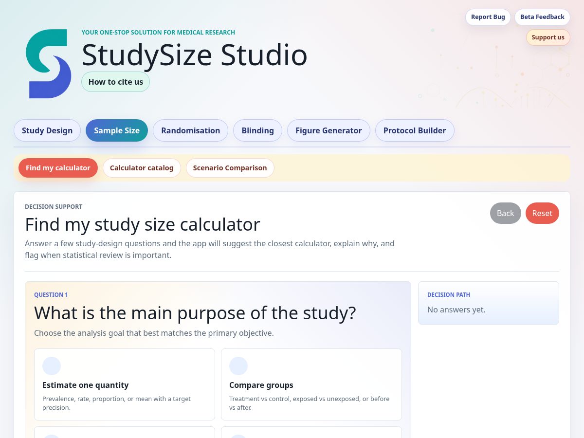 Landing-page snapshot of studysizestudio.com
