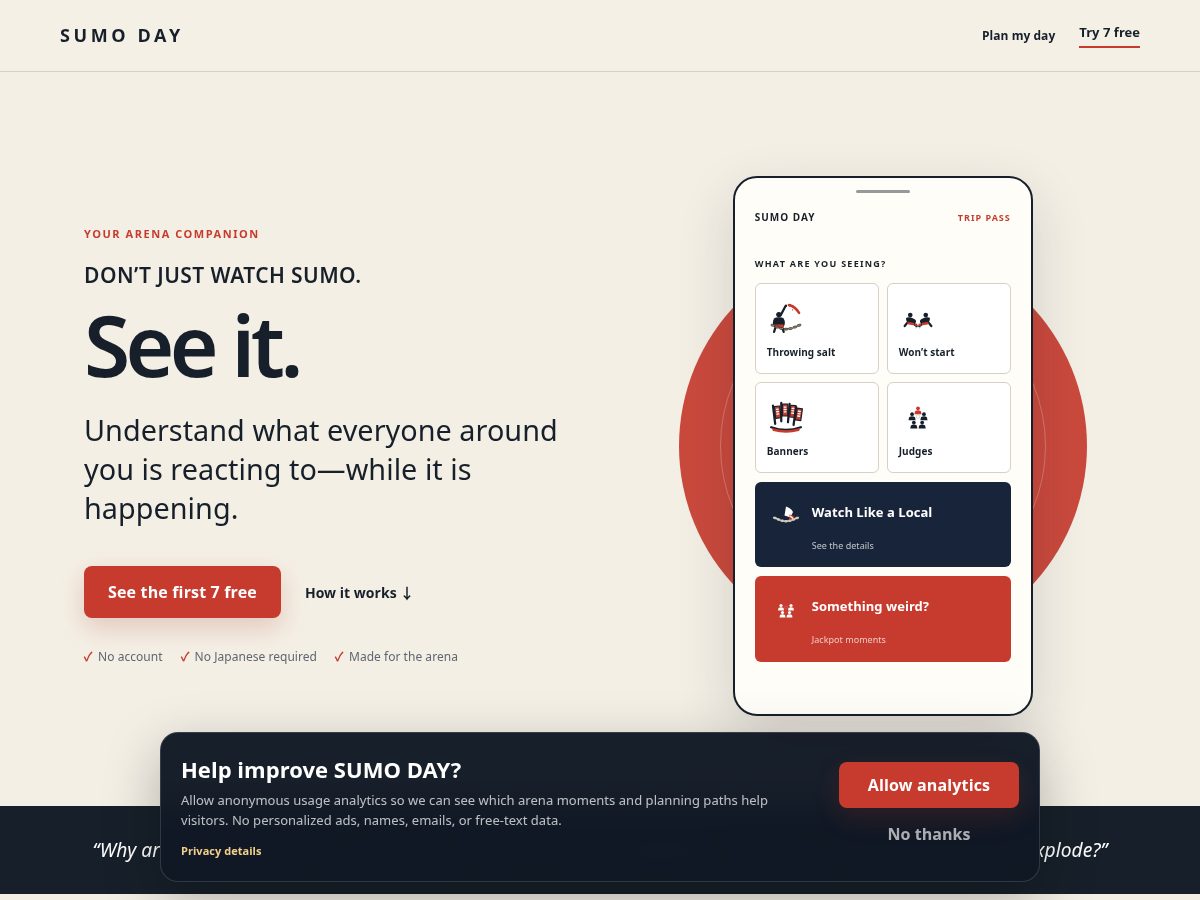 Landing-page snapshot of sumoday.guide