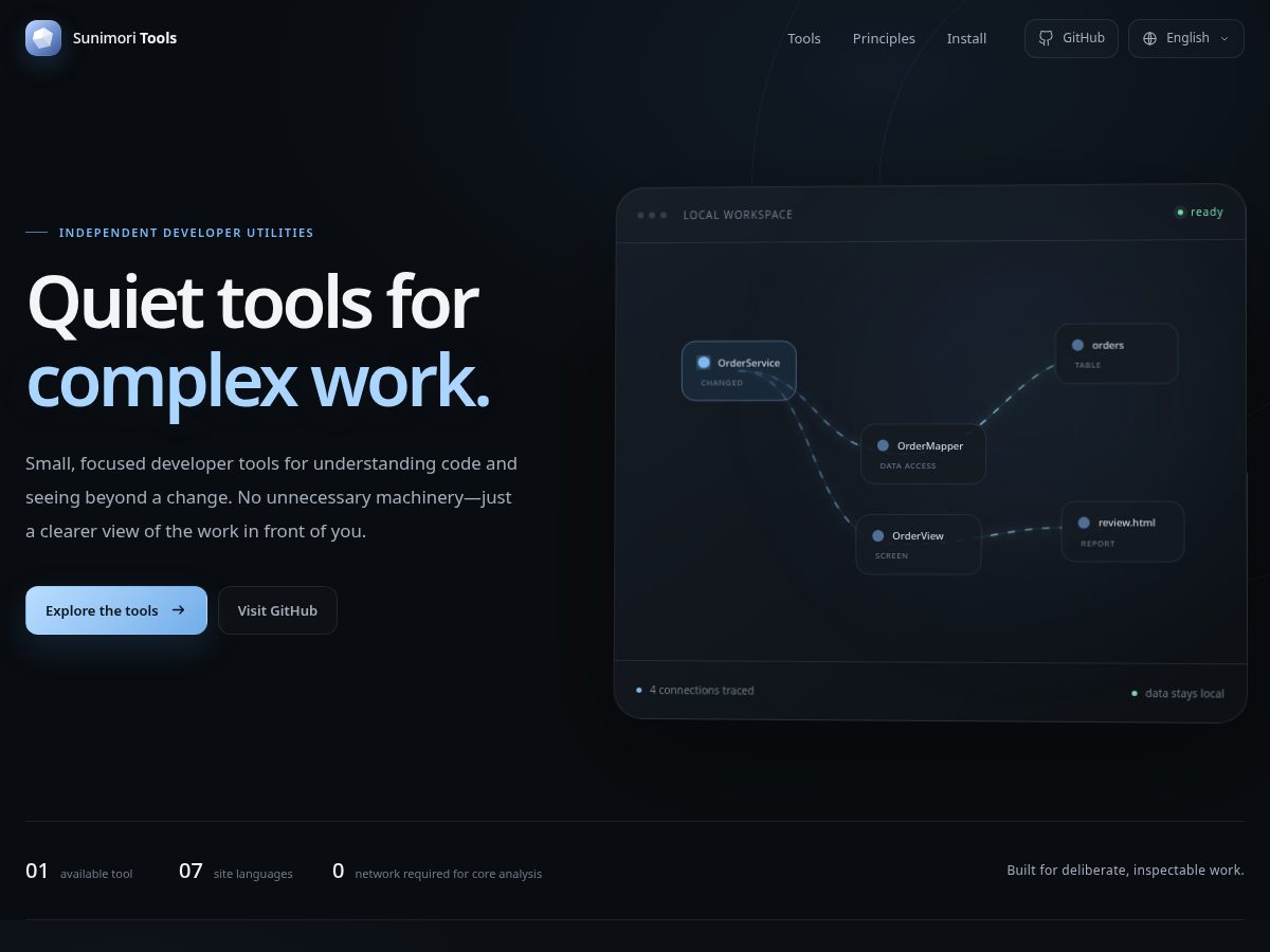 Landing-page snapshot of sunimori.tools
