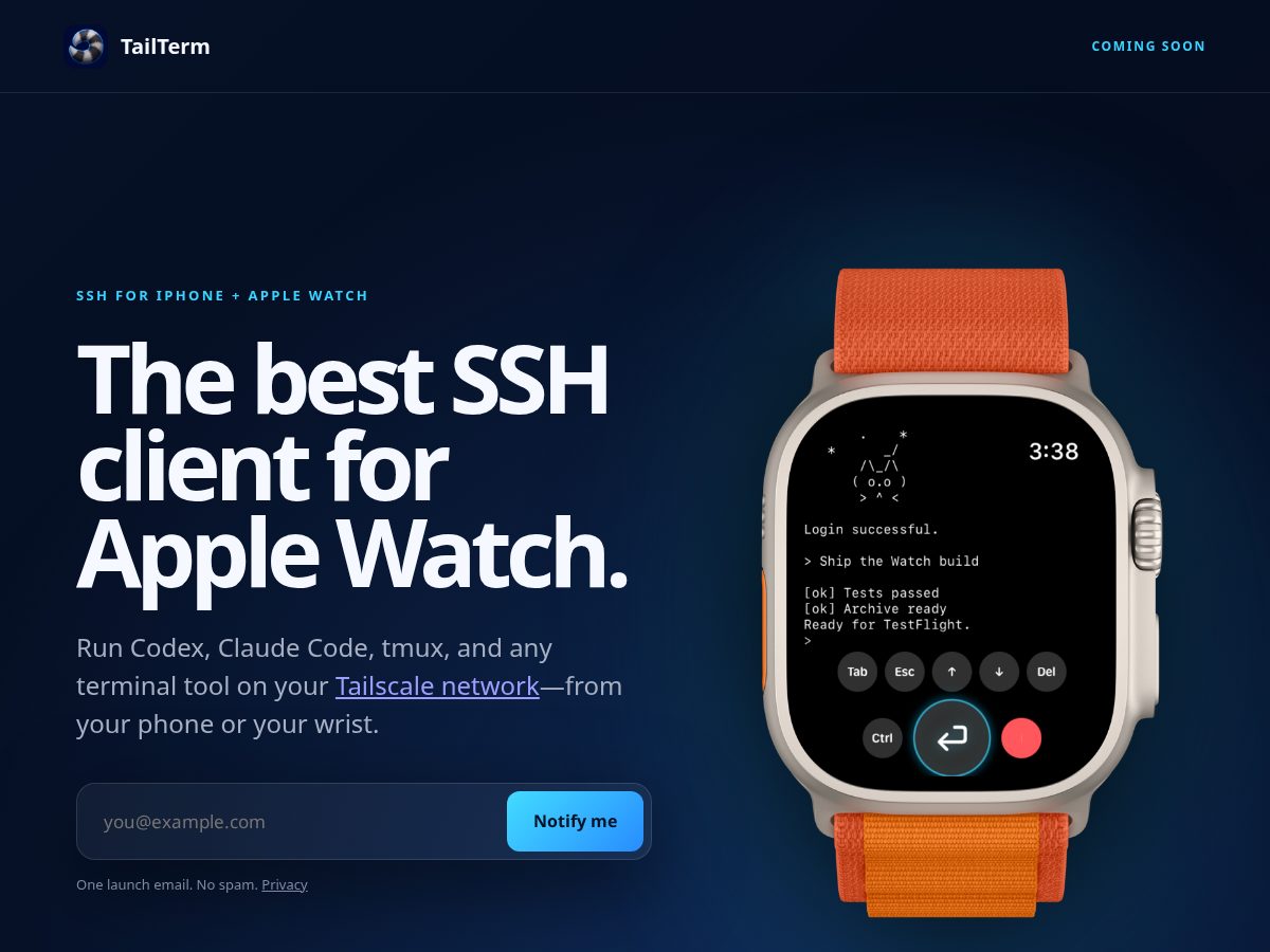 Landing-page snapshot of tailterm.com