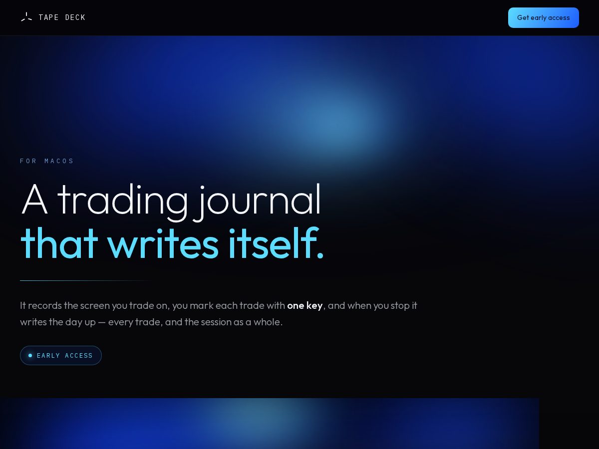 Landing-page snapshot of tapedeck.company