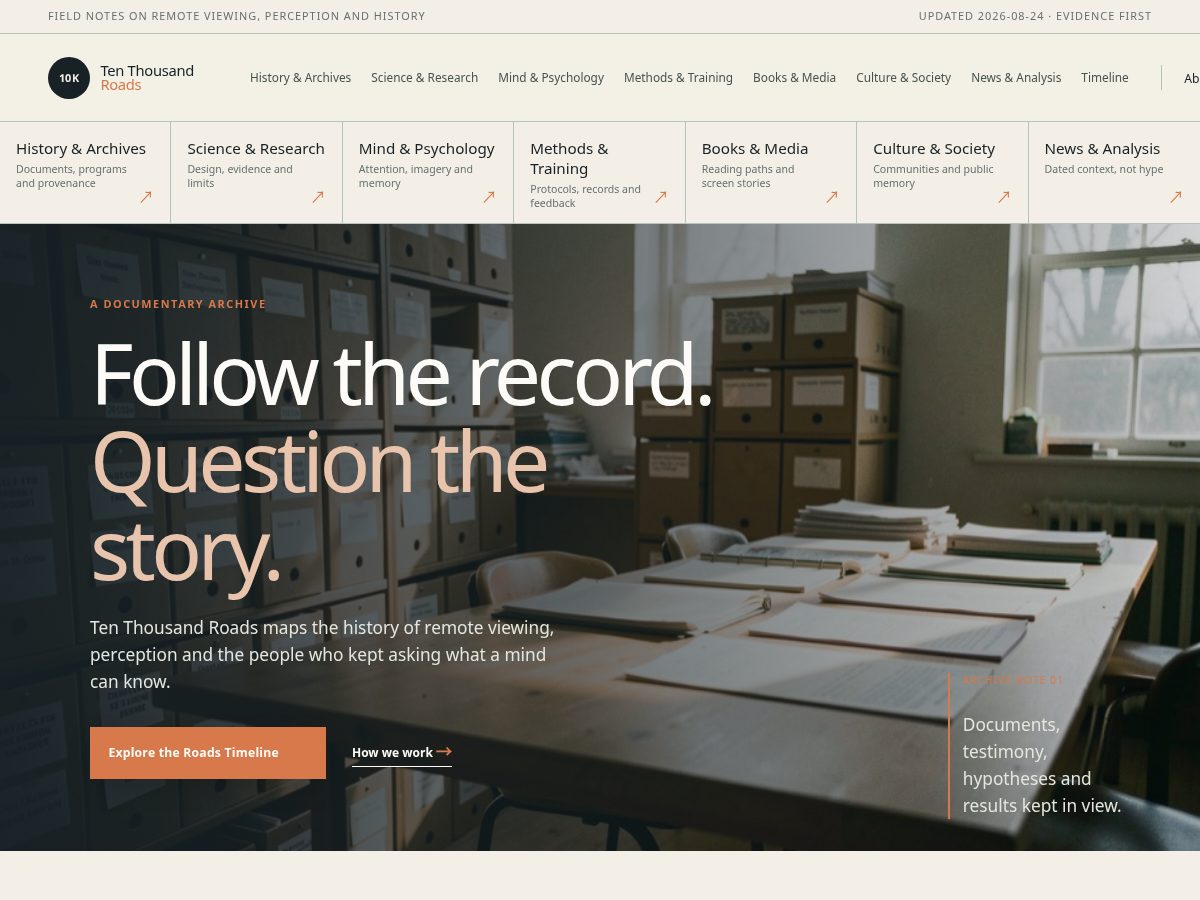 Landing-page snapshot of tenthousandroads.com