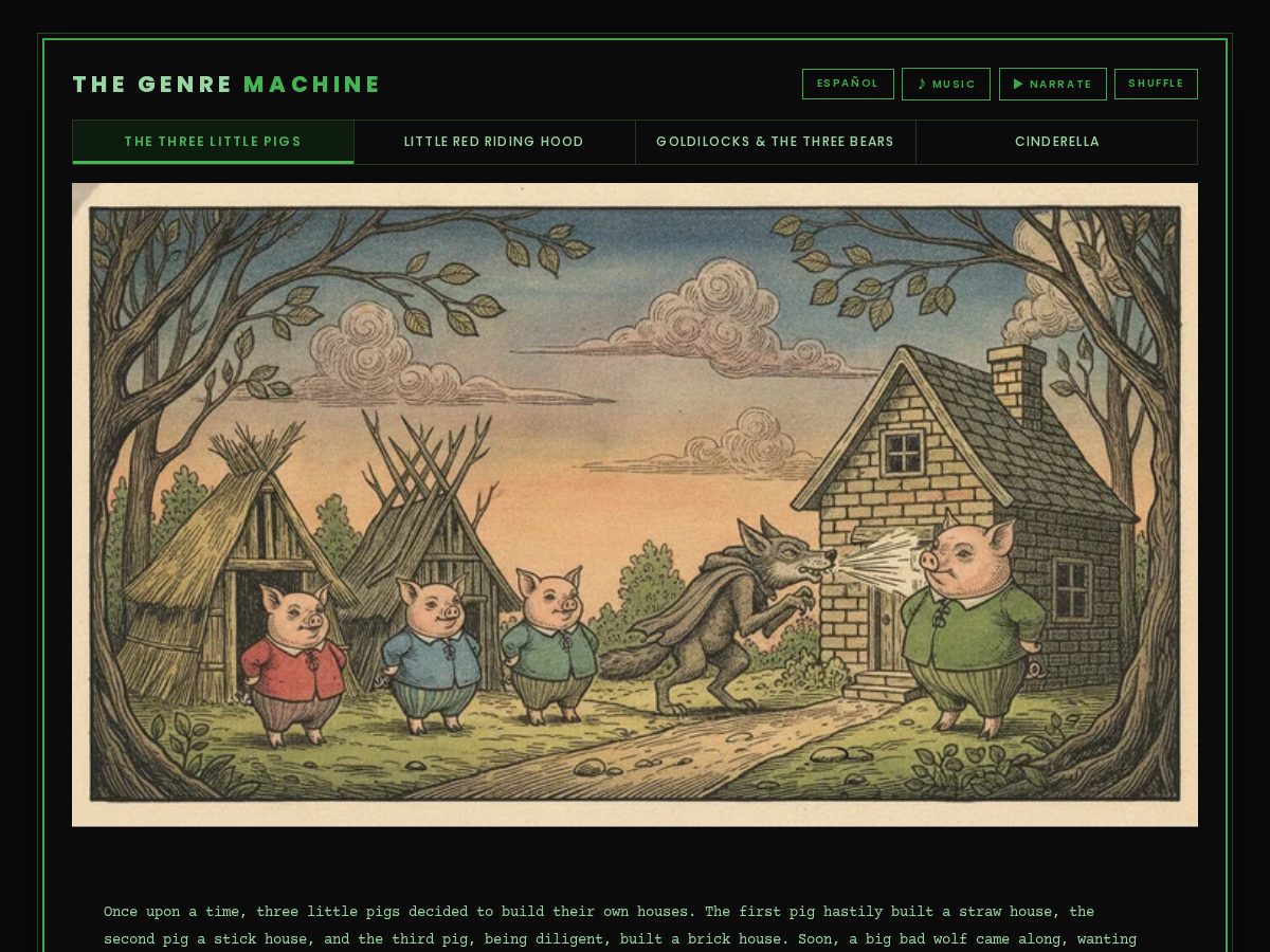 Landing-page snapshot of thegenremachine.com