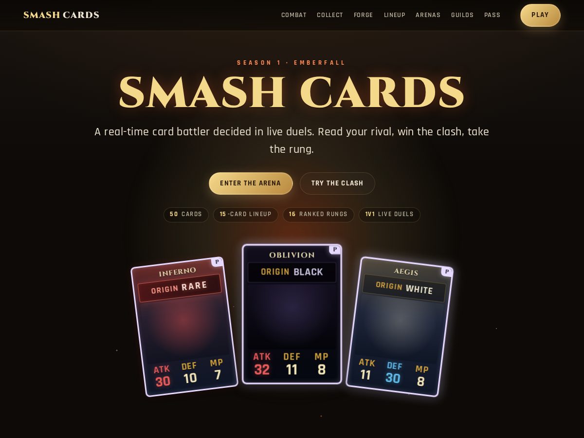 Landing-page snapshot of thesmashcards.com