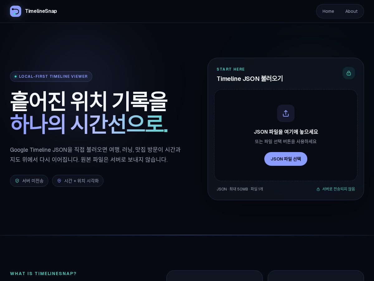 Landing-page snapshot of timelinesnap.com