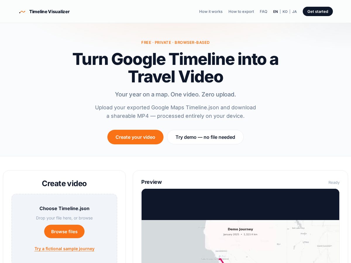 Landing-page snapshot of timelinevisualizer.app