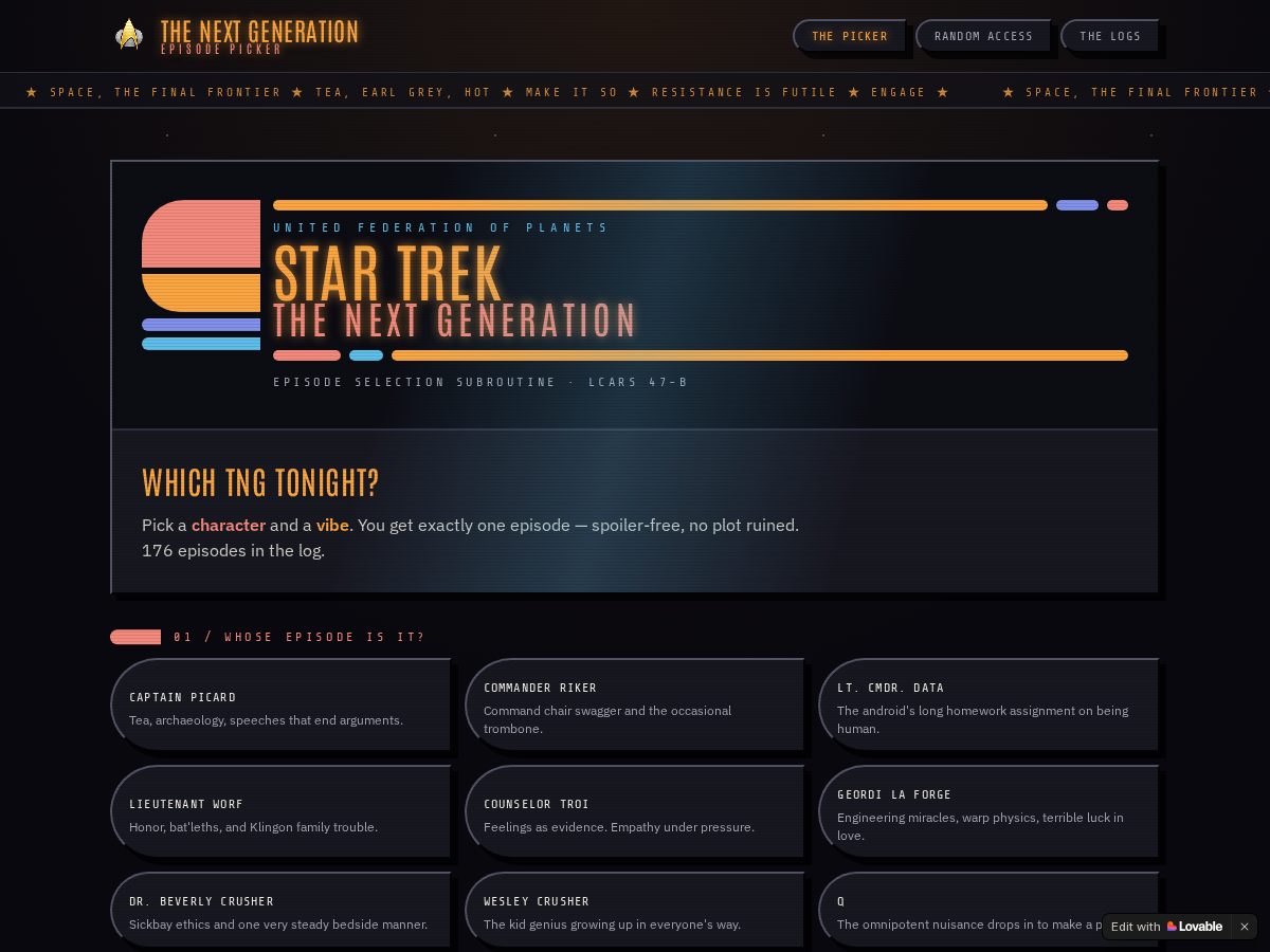 Landing-page snapshot of tng-guide.com