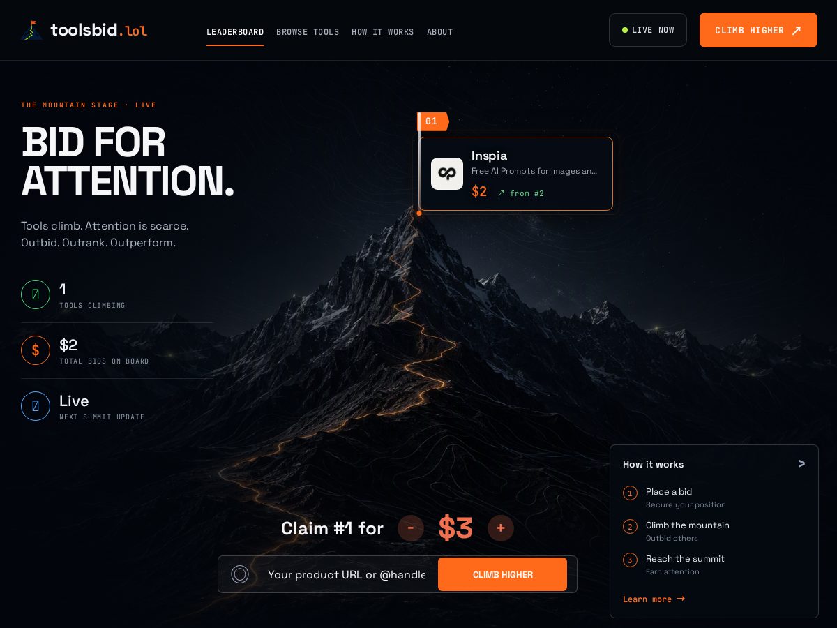 Landing-page snapshot of toolsbid.lol
