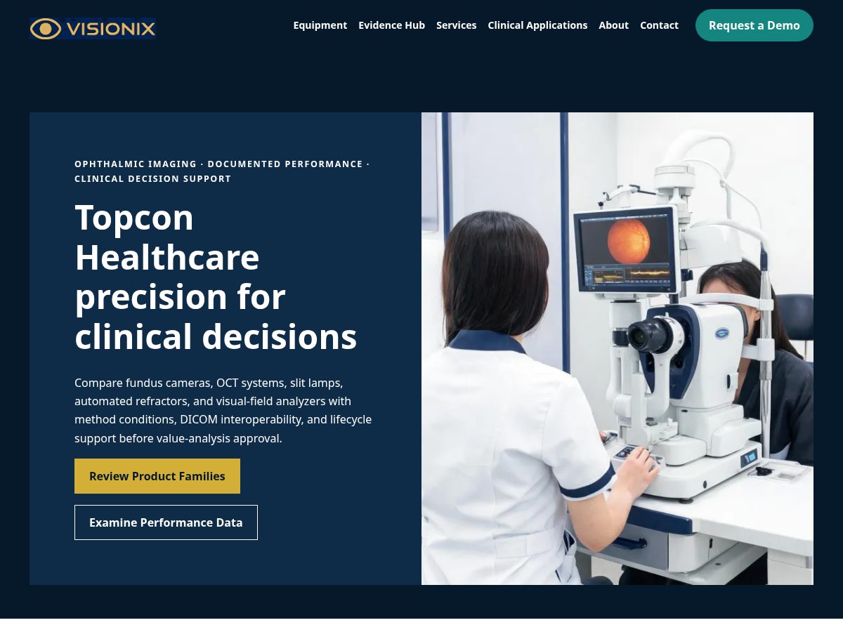 Landing-page snapshot of topconmedicalus.com