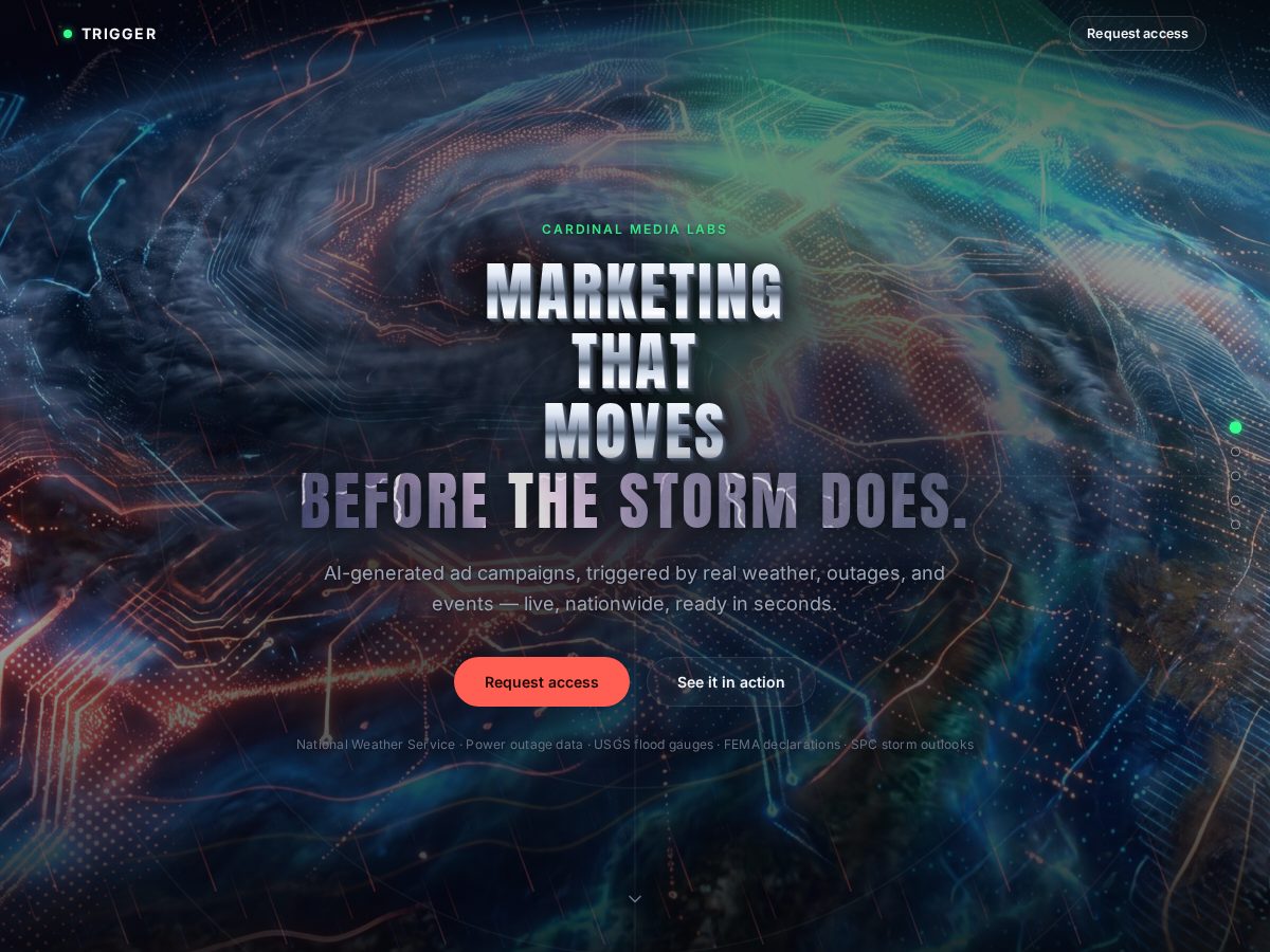 Landing-page snapshot of triggertrackapp.com
