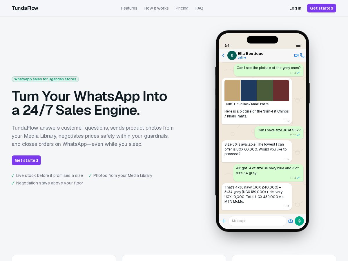 Landing-page snapshot of tundaflow.com