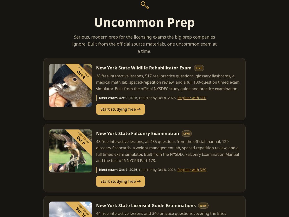 Landing-page snapshot of uncommonprep.com