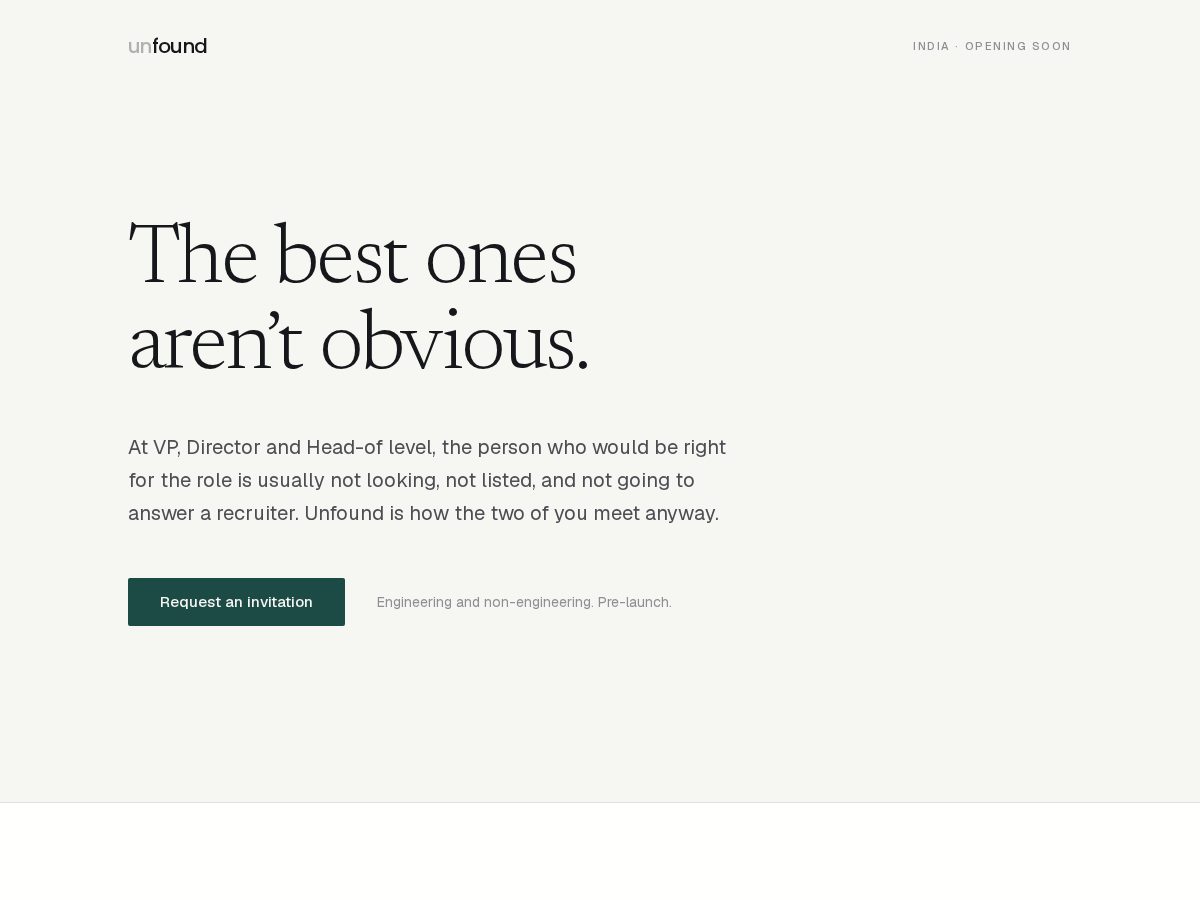 Landing-page snapshot of unfoundhq.com