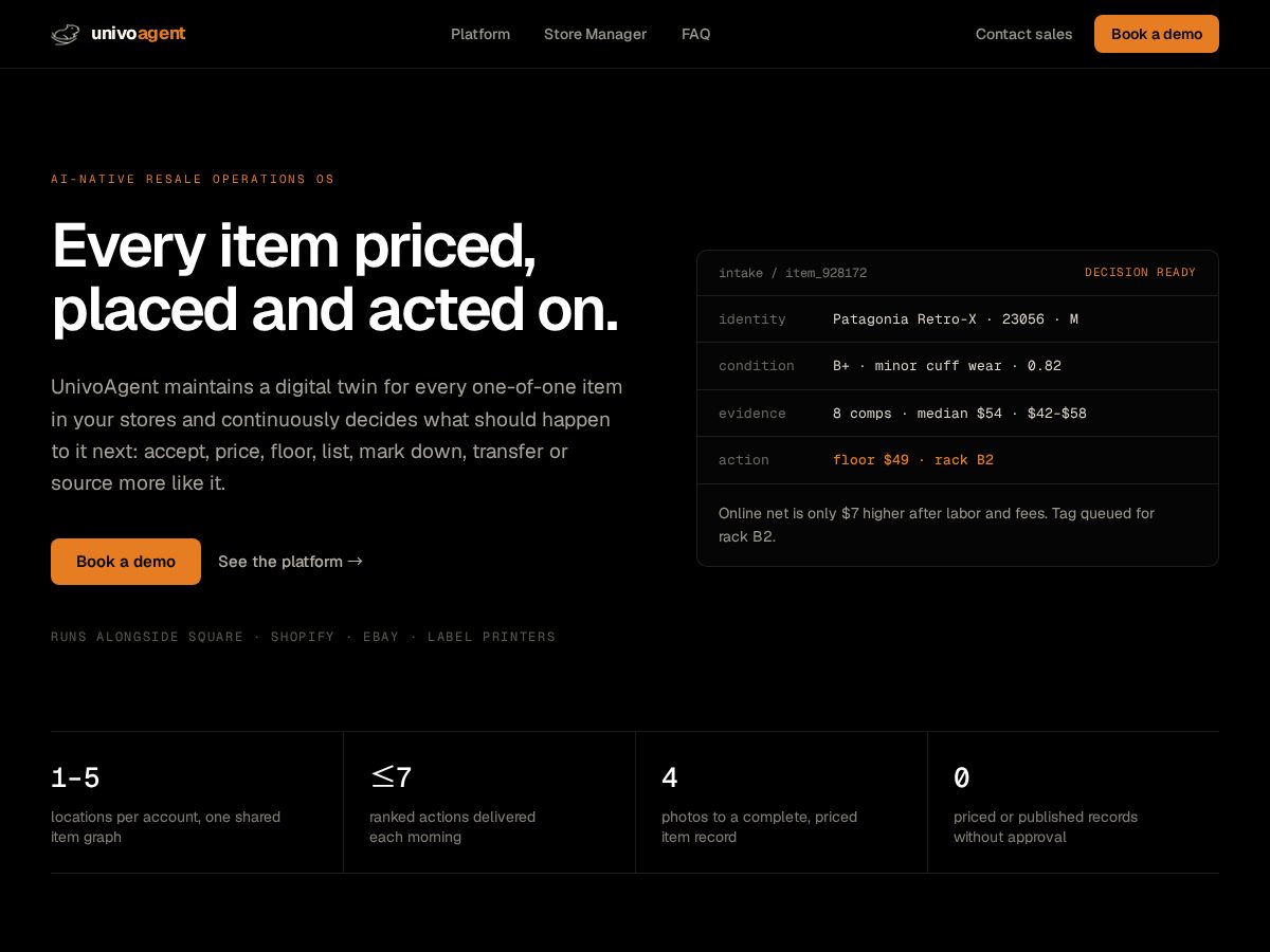 Landing-page snapshot of univoagent.org
