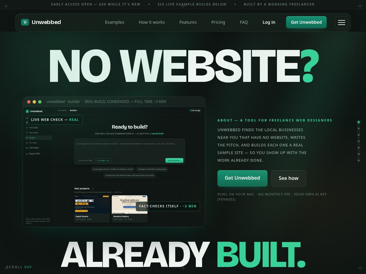 Landing-page snapshot of unwebbed.app
