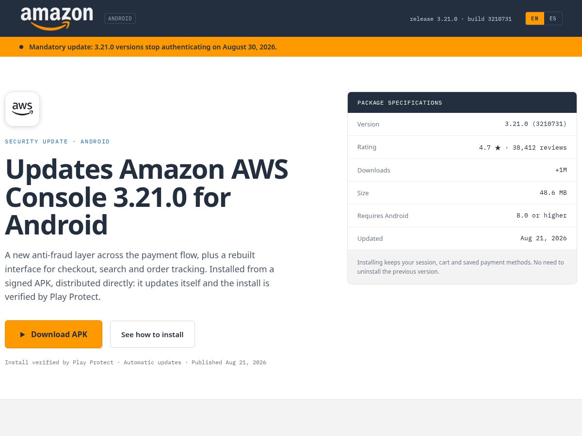 Landing-page snapshot of updatesamazon.com