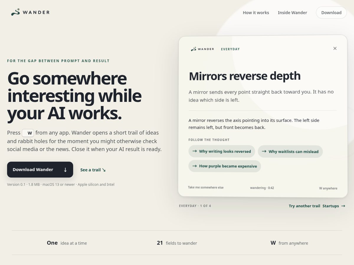 Landing-page snapshot of usewndr.com