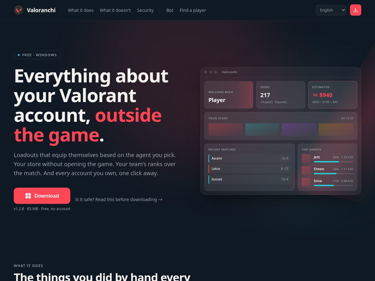 Landing-page snapshot of valoranchi.app