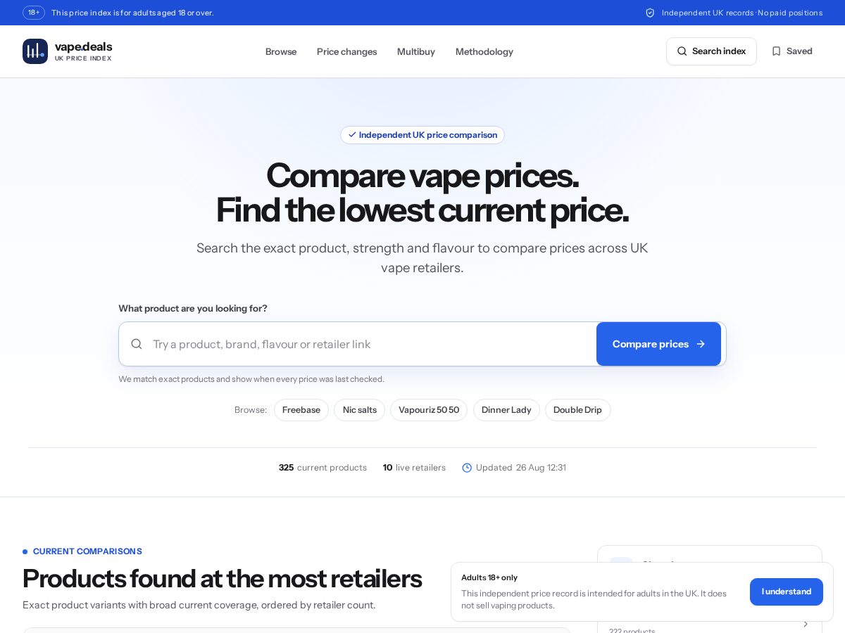 Landing-page snapshot of vape.deal