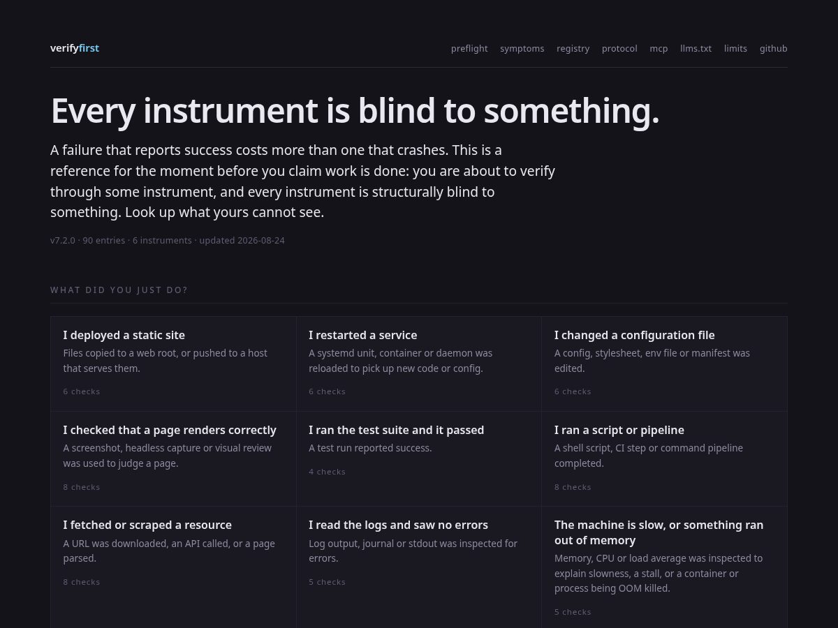 Landing-page snapshot of verifyfirst.dev