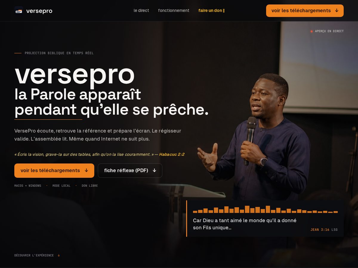 Landing-page snapshot of versepro.live