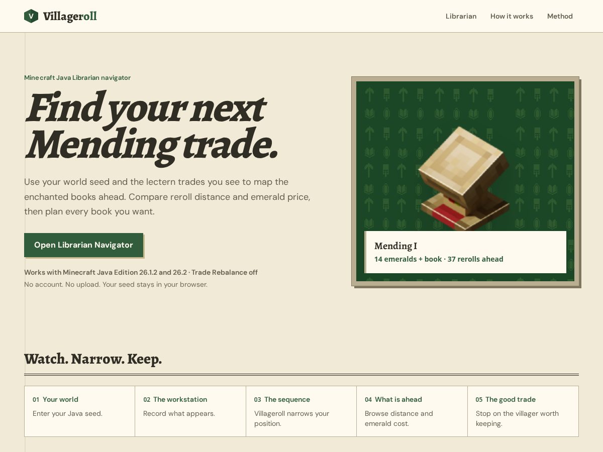 Landing-page snapshot of villageroll.com