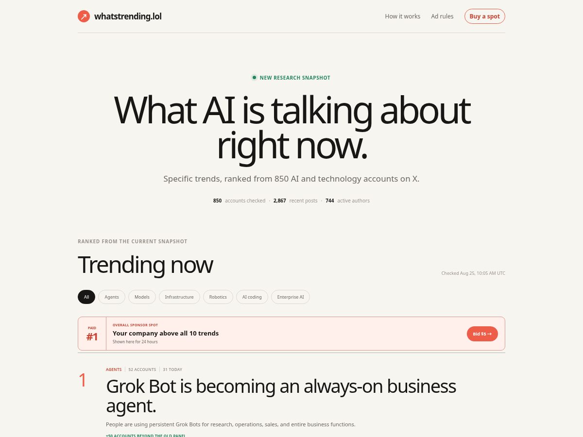 Landing-page snapshot of whatstrending.lol