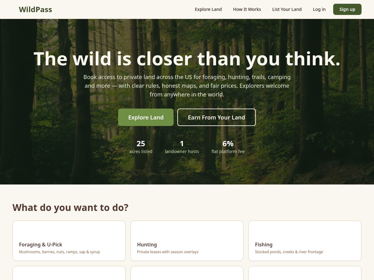 Landing-page snapshot of wildpass.club