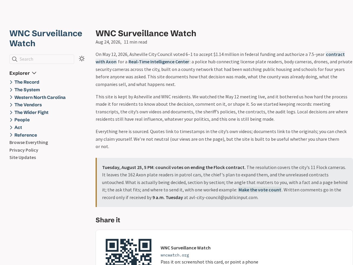 Landing-page snapshot of wncwatch.org