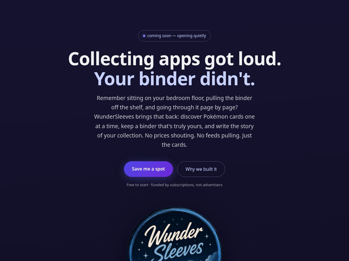 Landing-page snapshot of wundersleeves.com