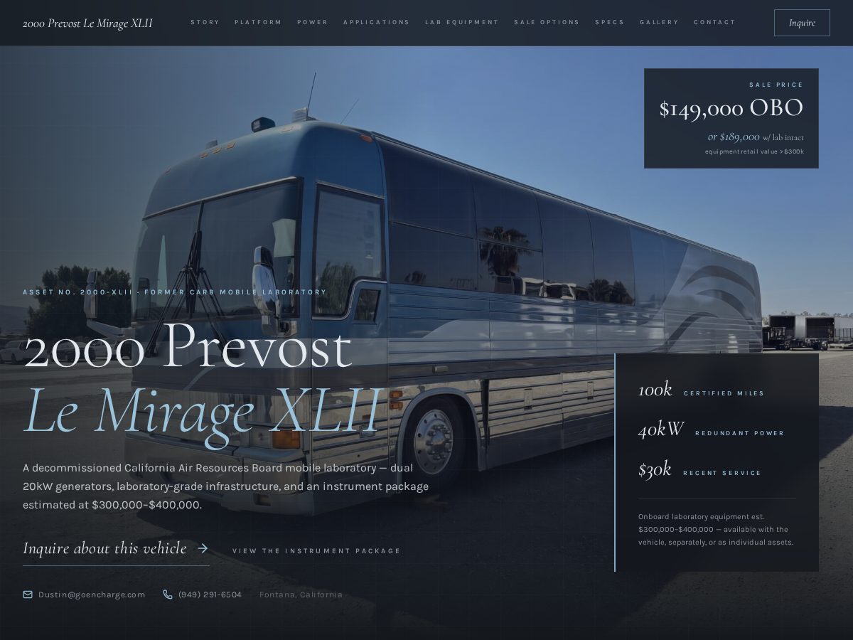Landing-page snapshot of 2000prevost.com