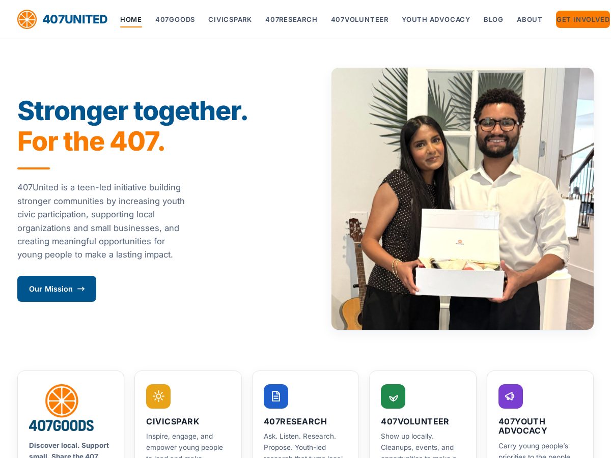 Landing-page snapshot of 407united.org
