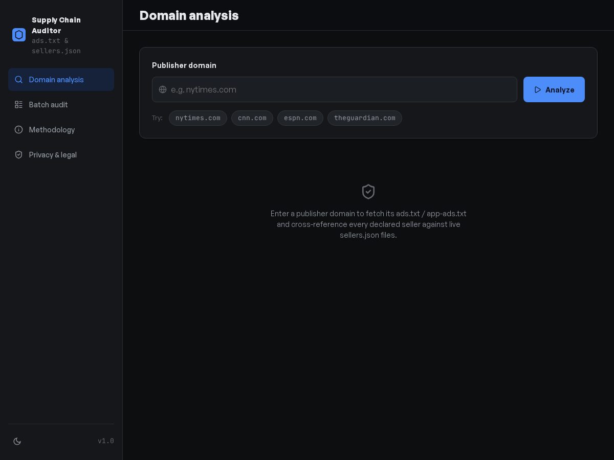 Landing-page snapshot of adtechaudit.com