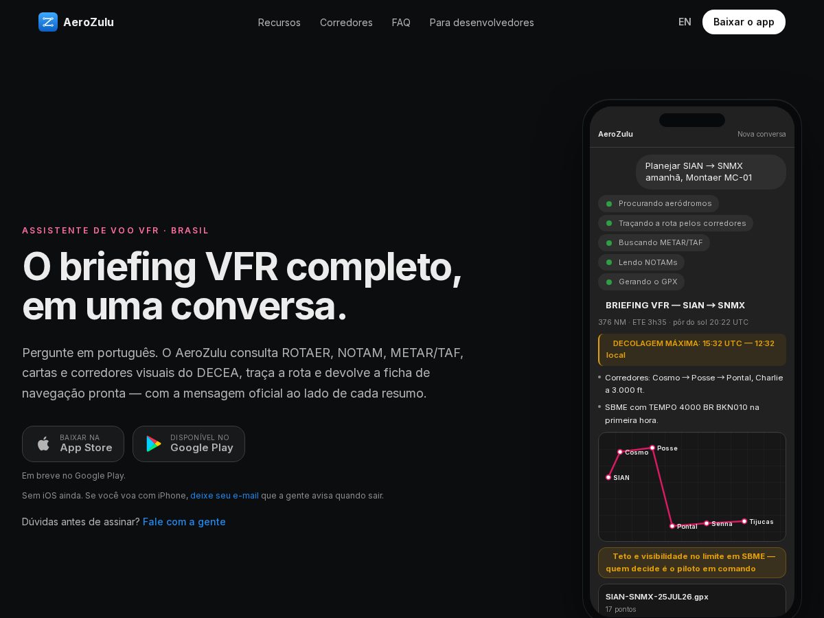 Landing-page snapshot of aerozulu.app
