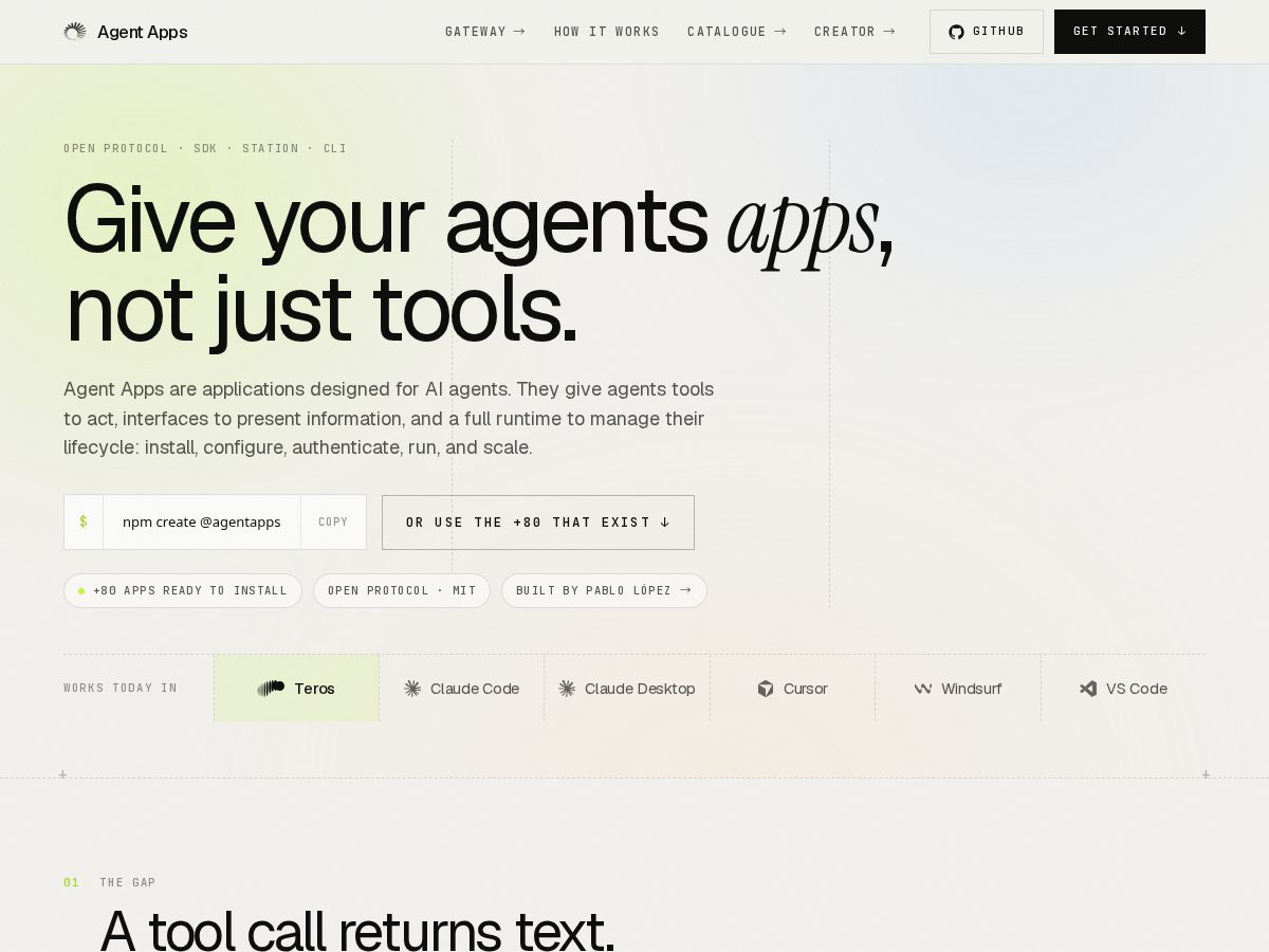 Landing-page snapshot of agentapps.tech