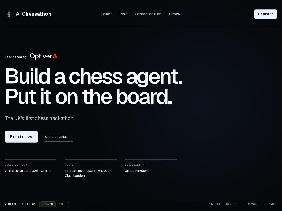 Landing-page snapshot of aichessathon.com