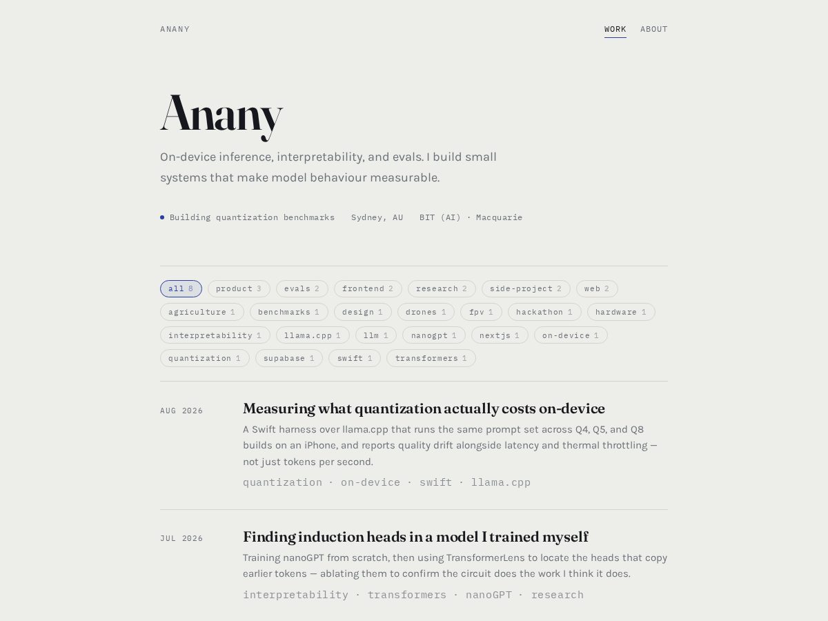 Landing-page snapshot of ananyduhan.com