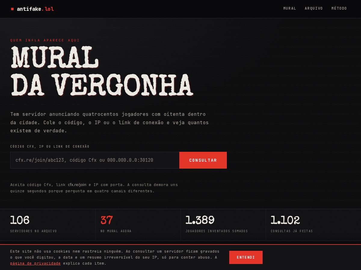 Landing-page snapshot of antifake.lol