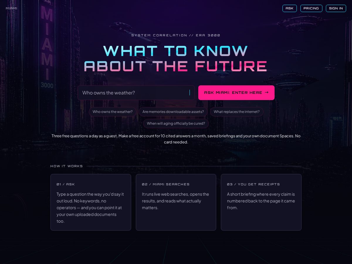 Landing-page snapshot of ask.miami