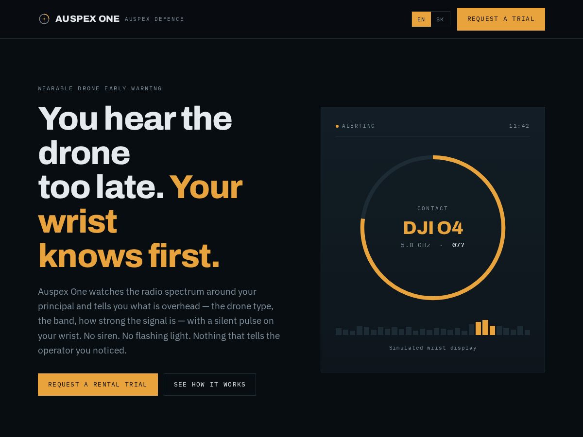 Landing-page snapshot of auspexone.com