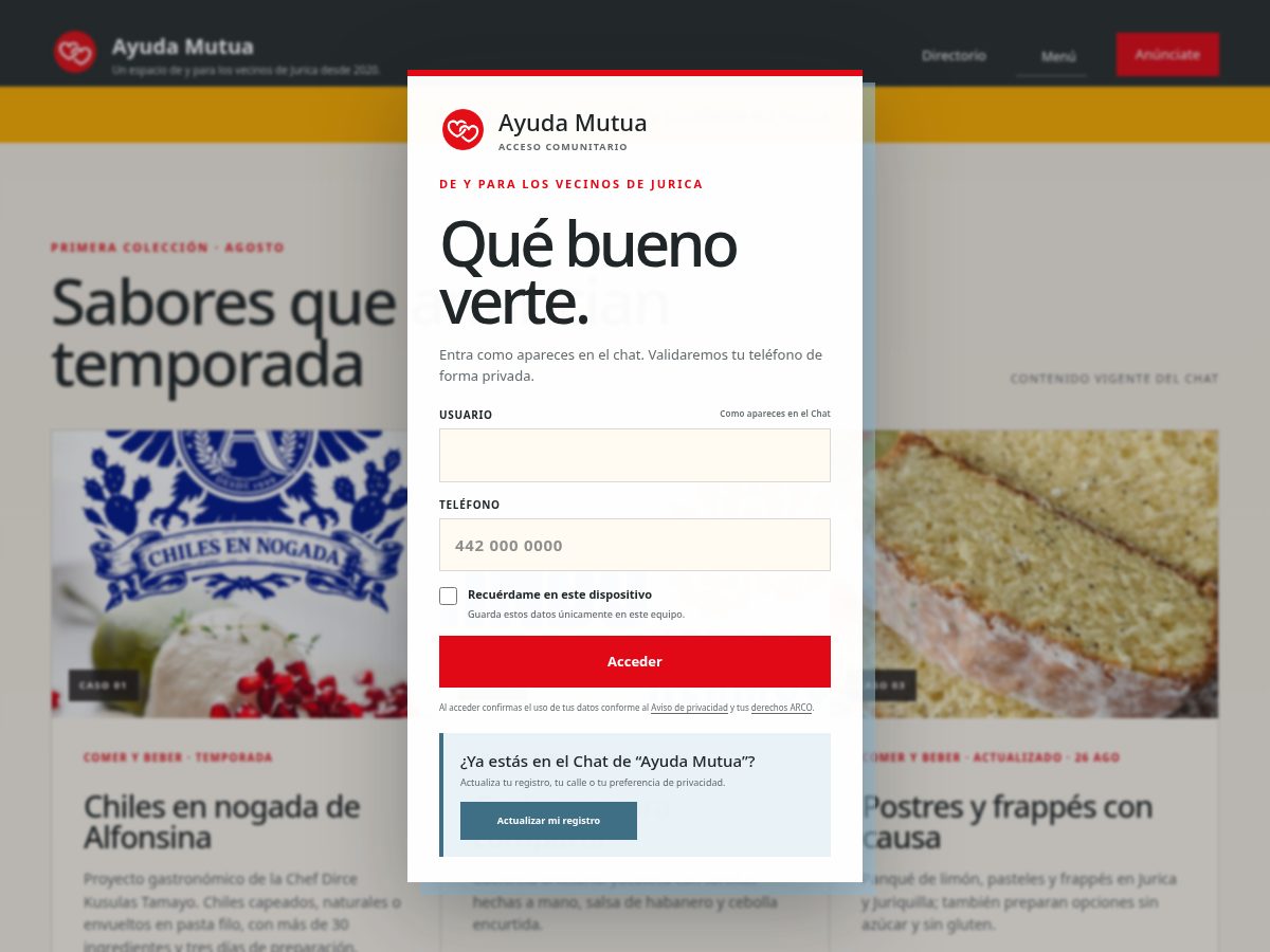 Landing-page snapshot of ayudamutuajurica.com