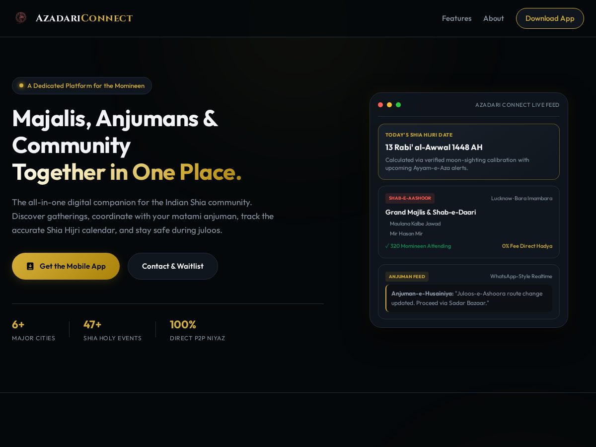 Landing-page snapshot of azadariconnect.com