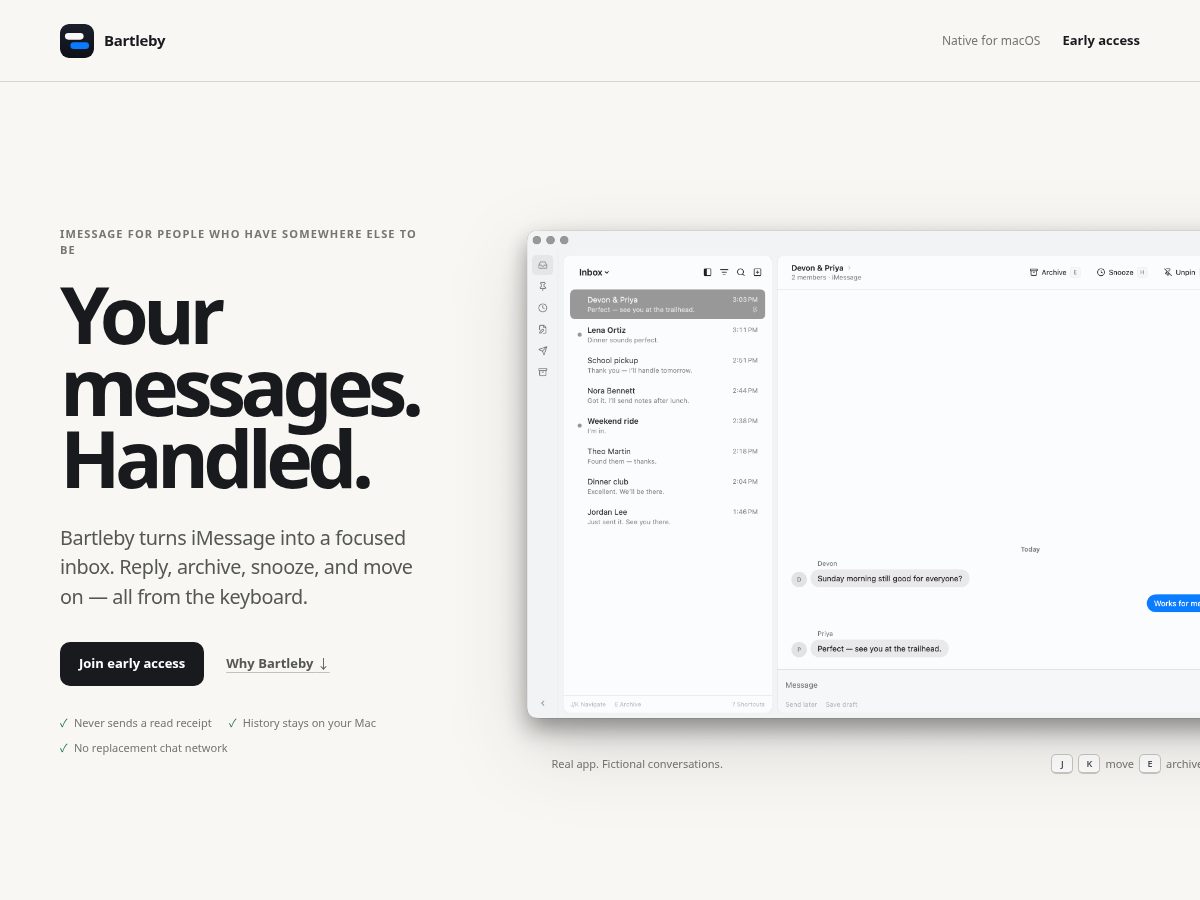 Landing-page snapshot of bartleby.app