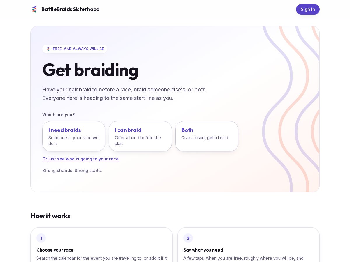 Landing-page snapshot of battlebraids.com