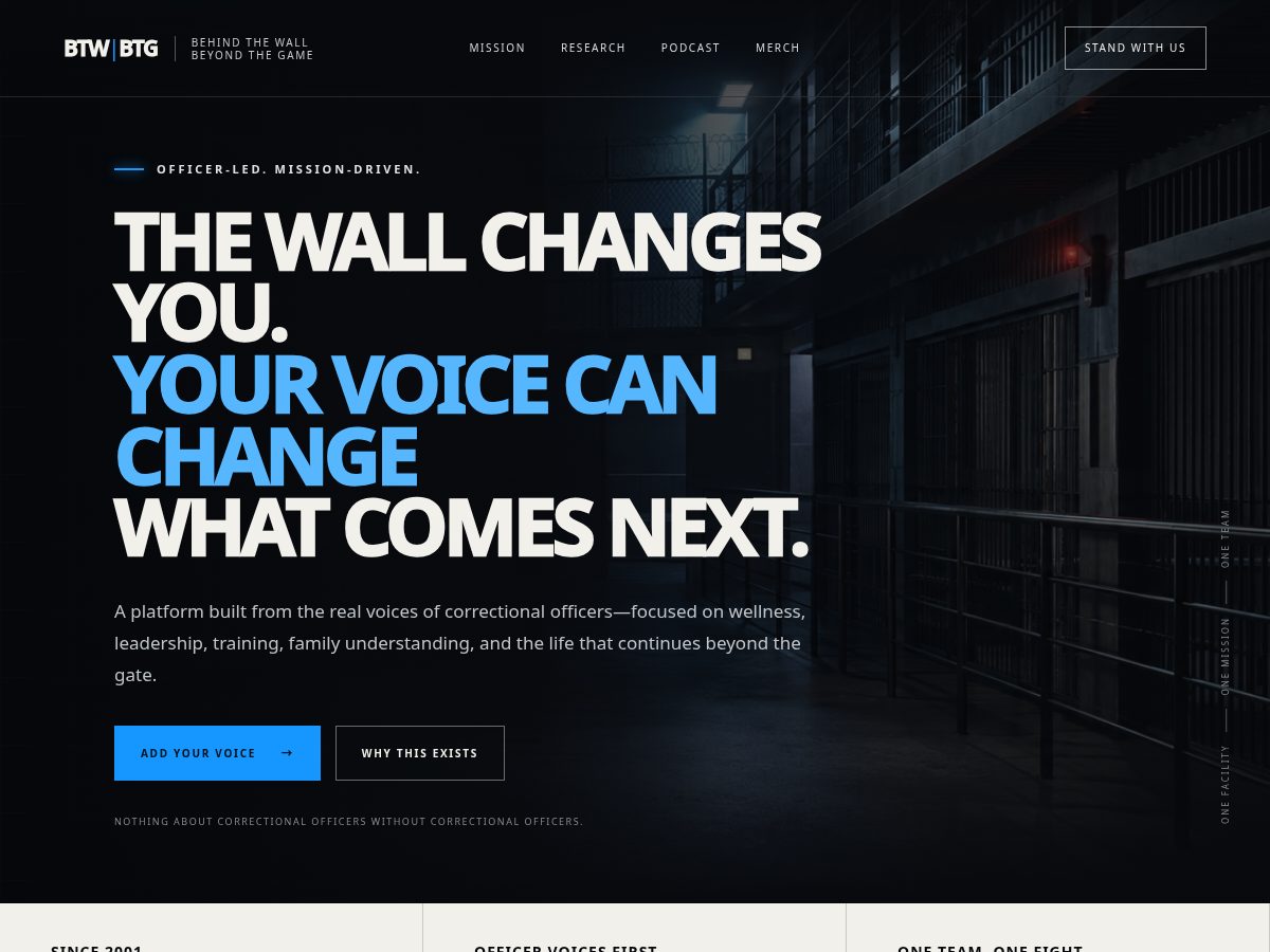 Landing-page snapshot of behindthewallbeyondthegame.com