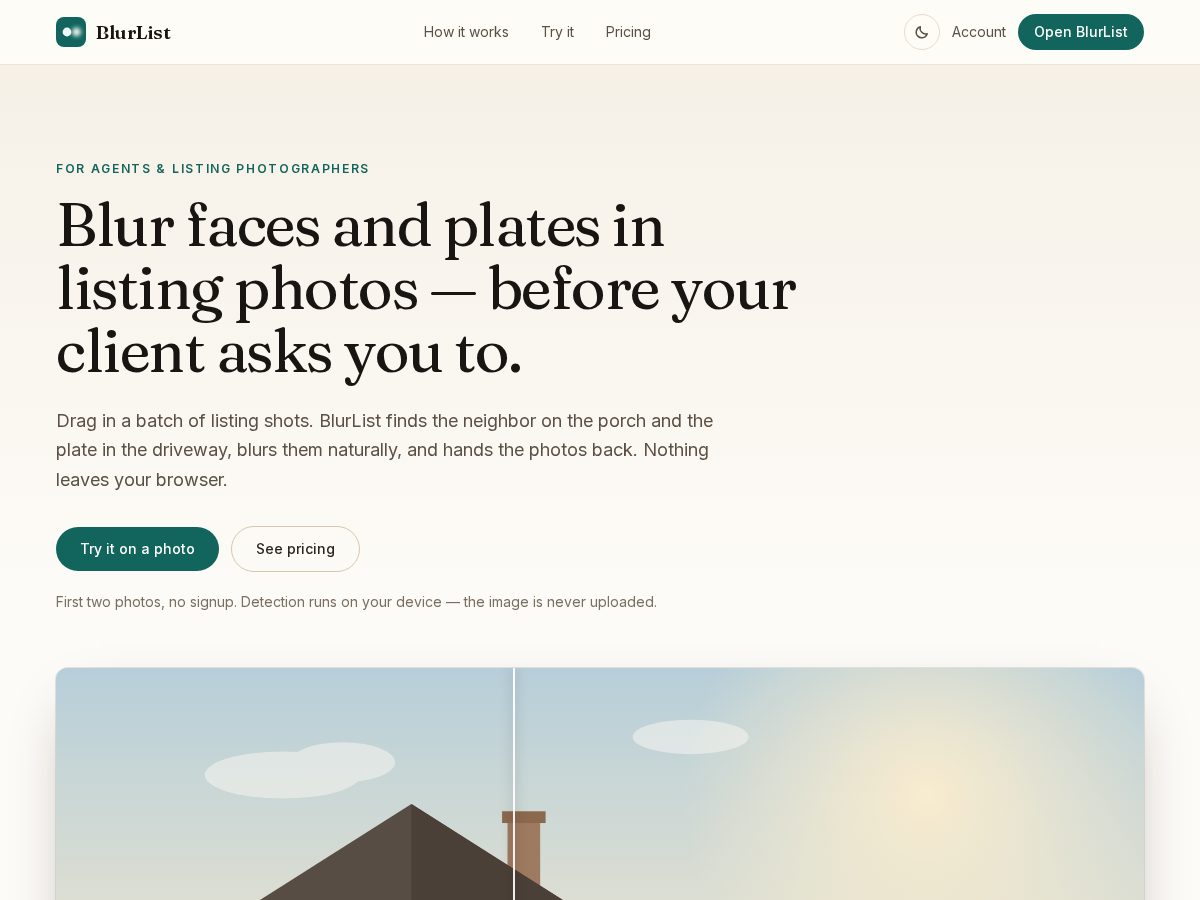 Landing-page snapshot of blurlist.com
