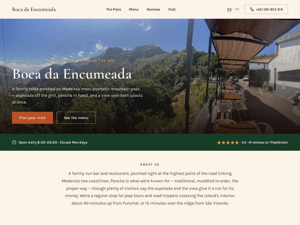 Landing-page snapshot of bocadaencumeada.com