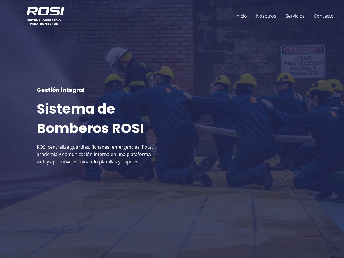 Landing-page snapshot of bomberosrosi.com