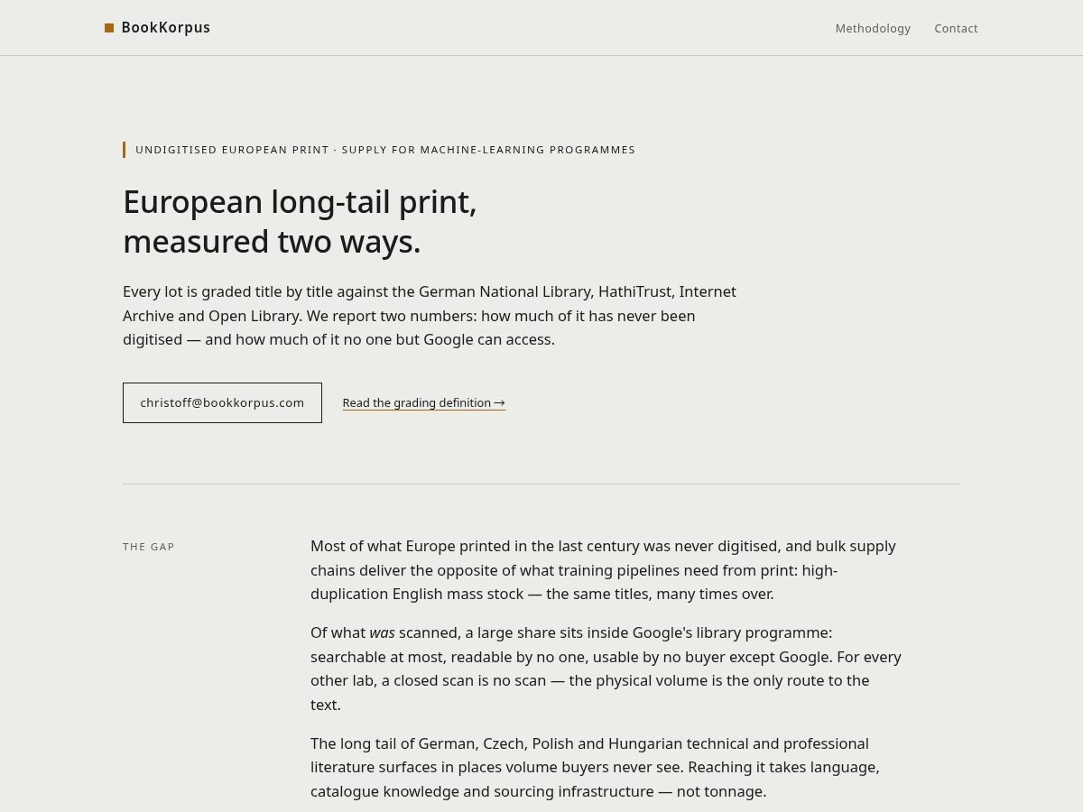 Landing-page snapshot of bookkorpus.com